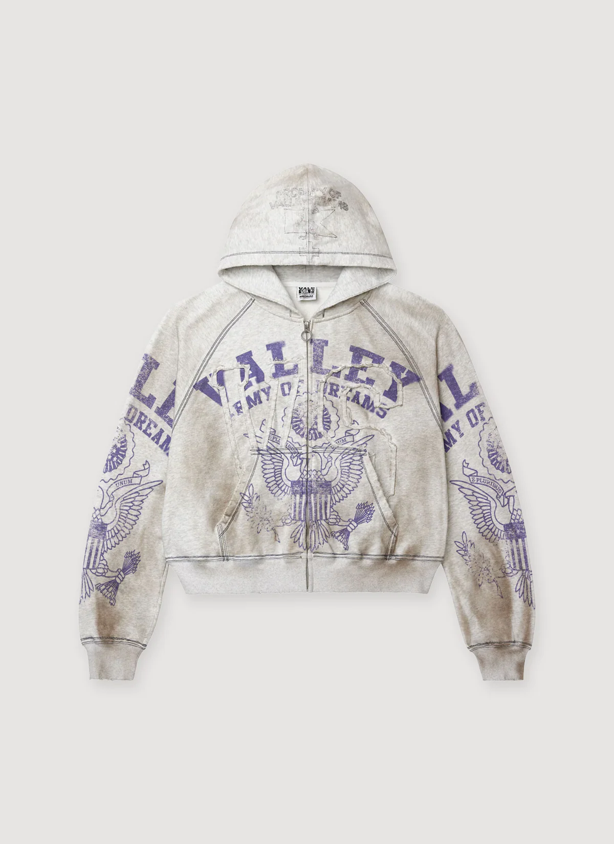 Vale Forever Army Zip Up Sweatshirt Dirty Grey