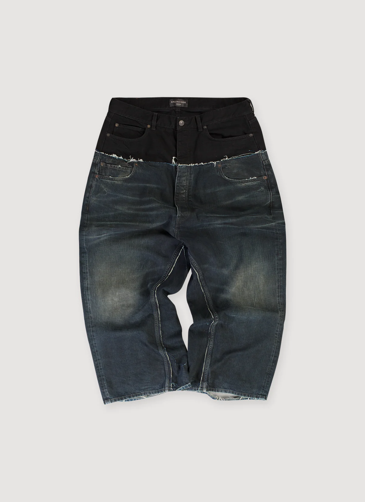 Balenciaga Baggy Cut Up Jeans Indigo Black (Pre-Owned)
