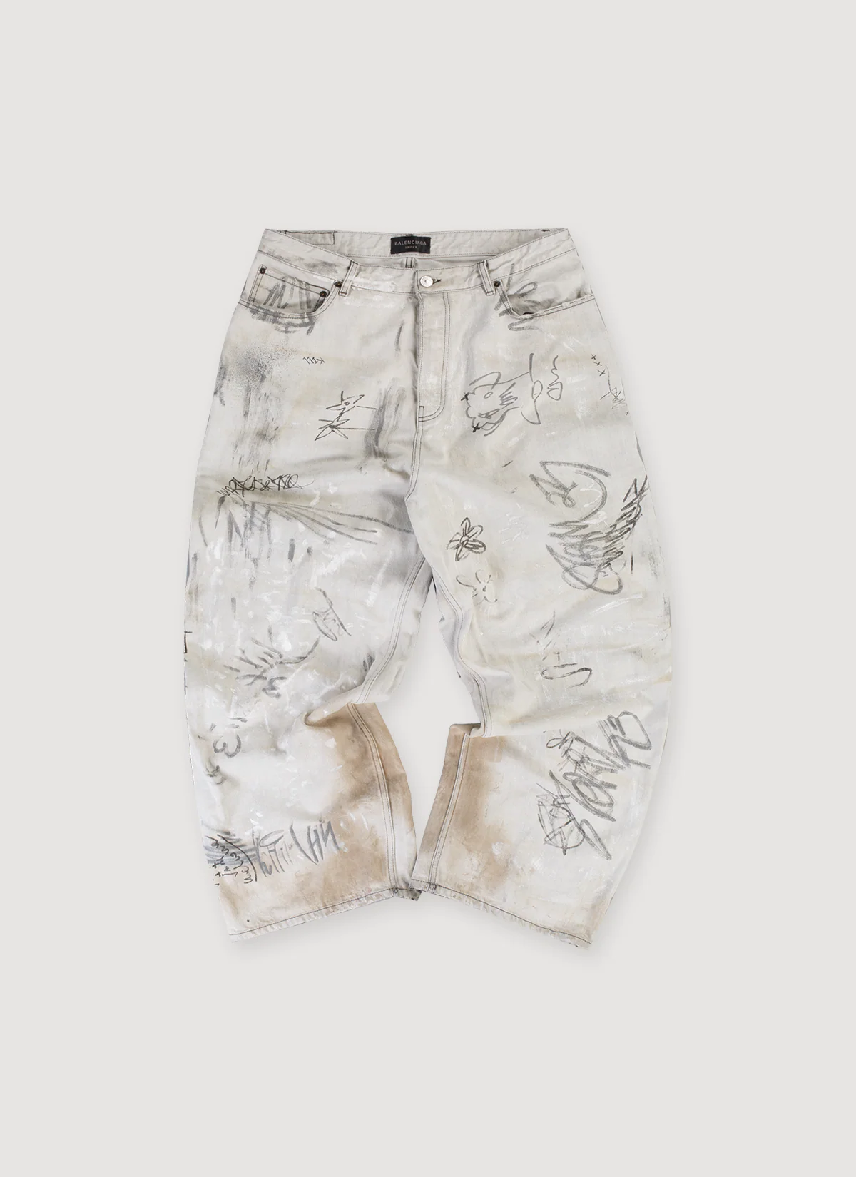 Balenciaga Mud Wash Graffiti Baggy Denim Dirty White (Pre-Owned)