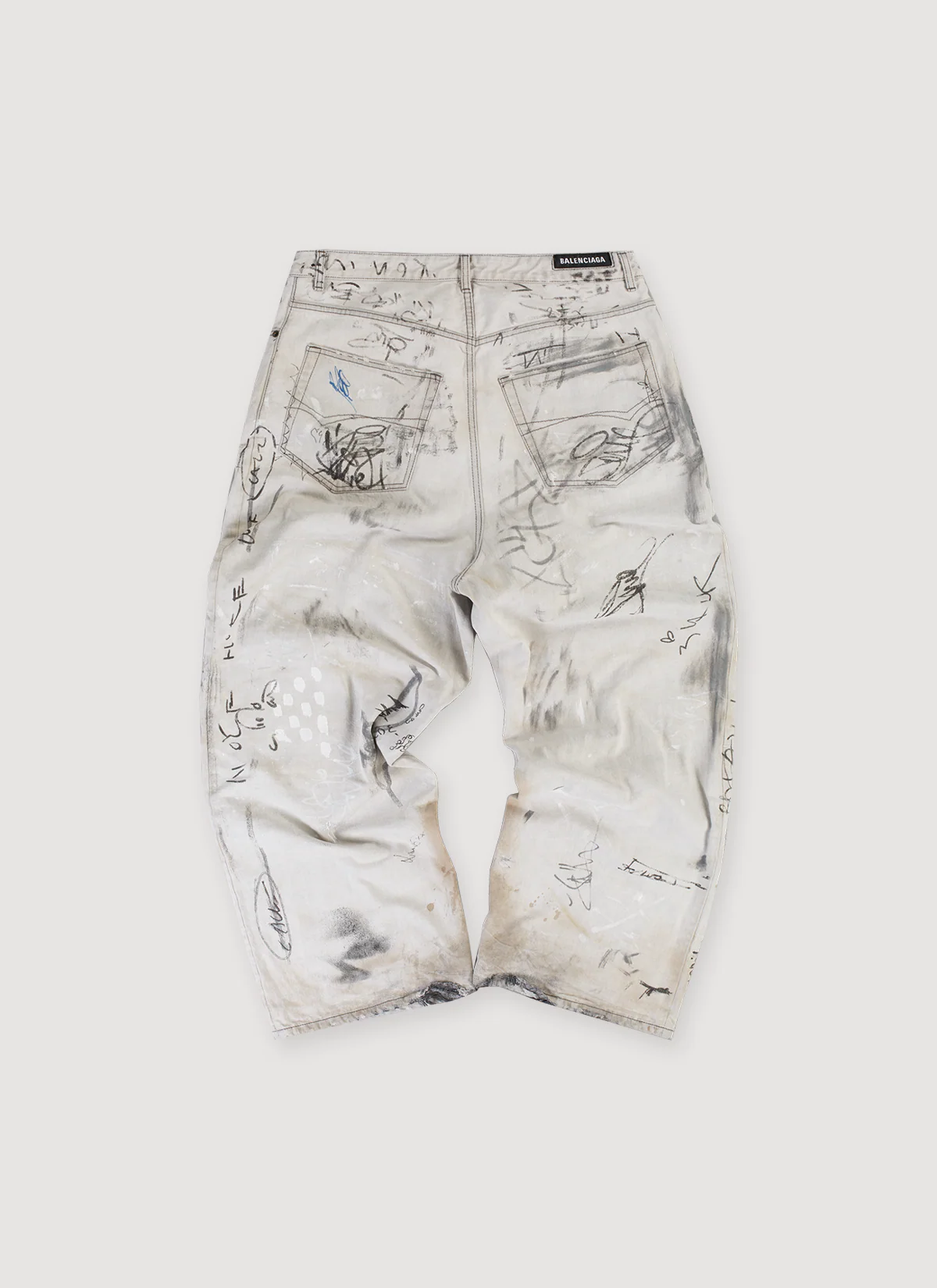 Balenciaga Mud Wash Graffiti Baggy Denim Dirty White (Pre-Owned) - Image 2