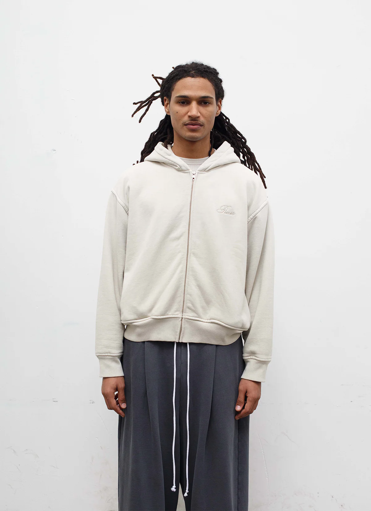 Pieces Basic Program Zip Up Sweatshirt Bone - Image 3