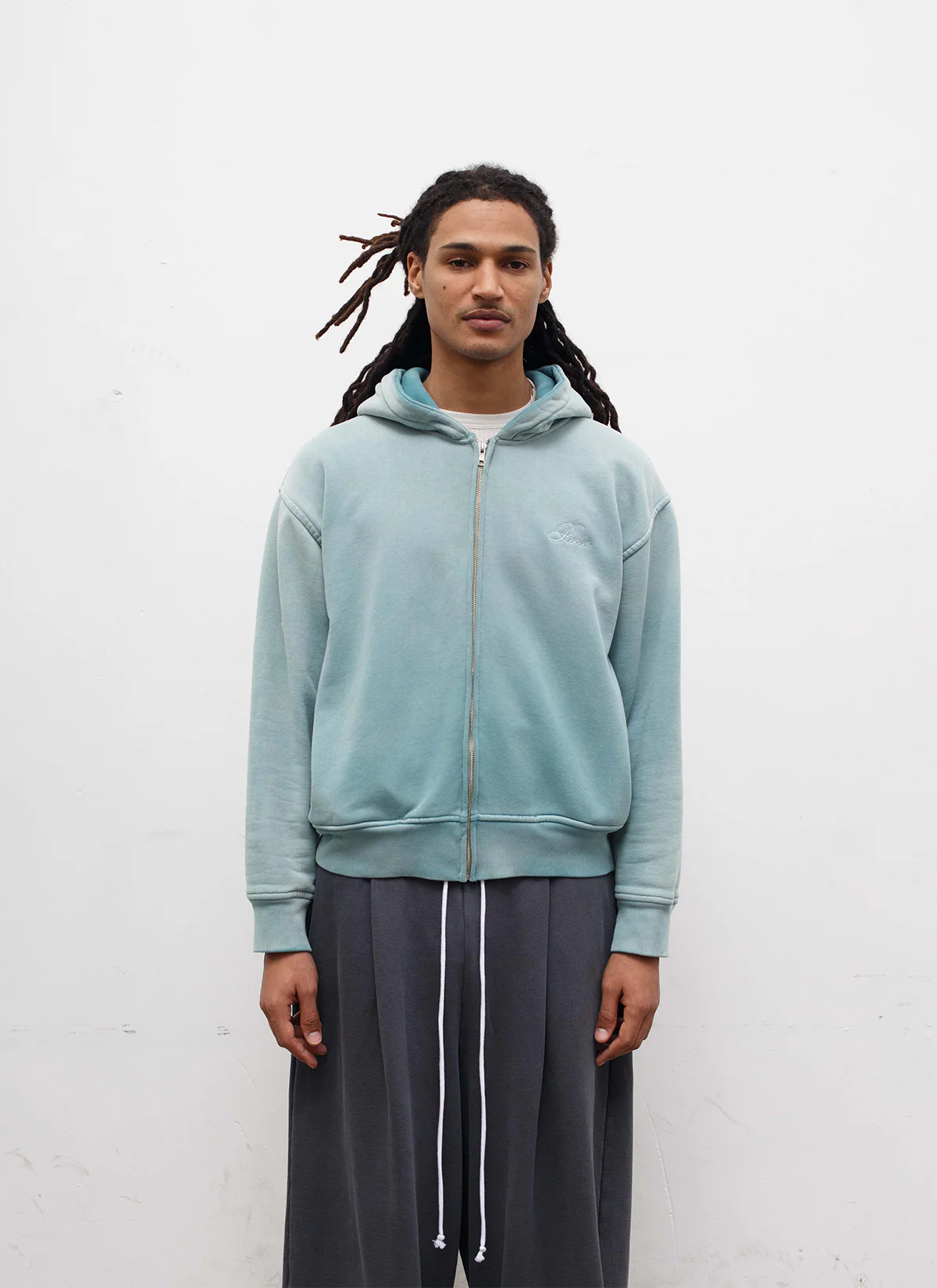 Pieces Basic Program Zip Up Sweatshirt Seafoam - Image 3