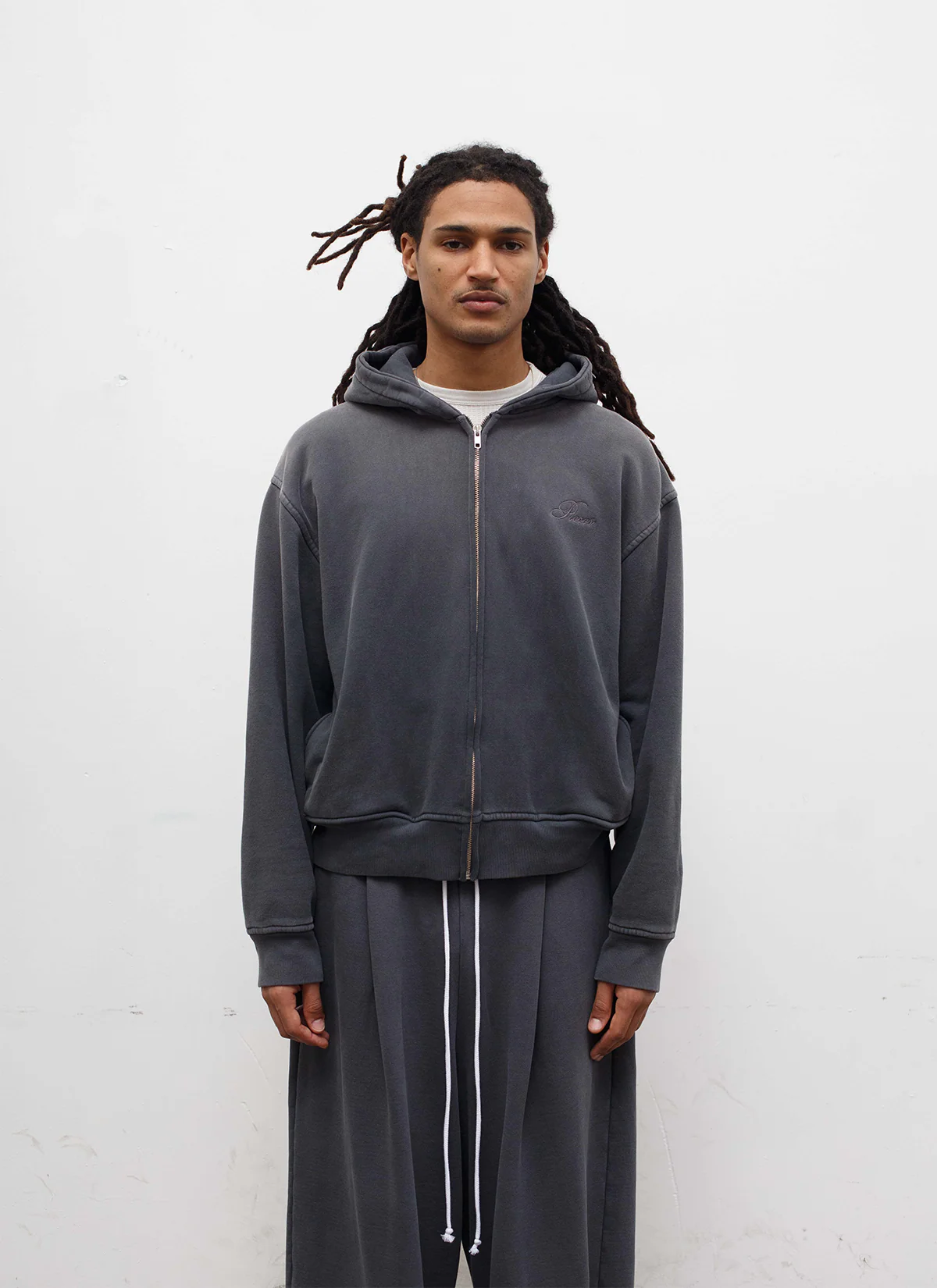 Pieces Basic Program Zip Up Sweatshirt Washed Black - Image 3