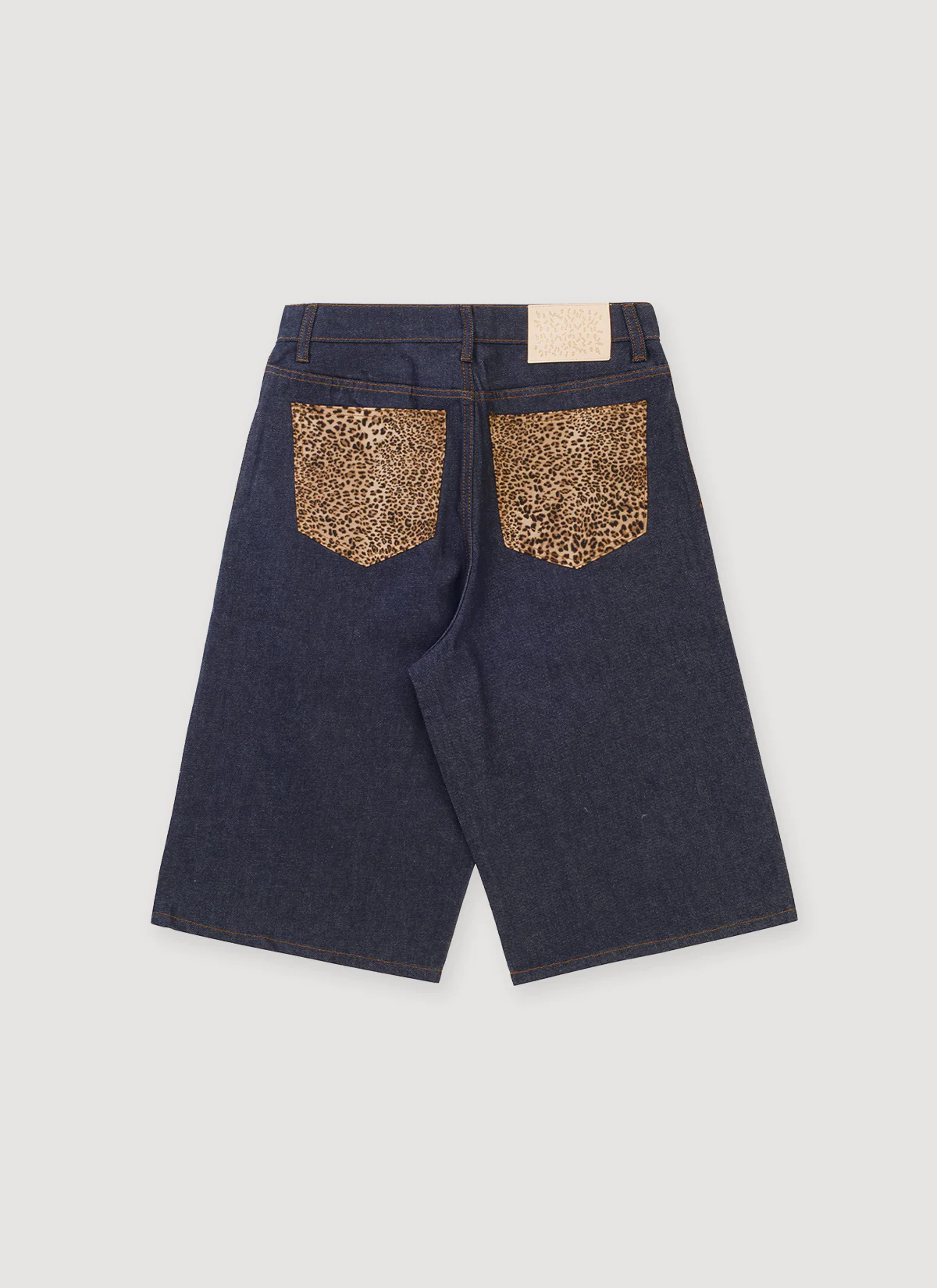 Basketcase Gallery Breacher Denim Shorts Indigo Cheetah - Image 2