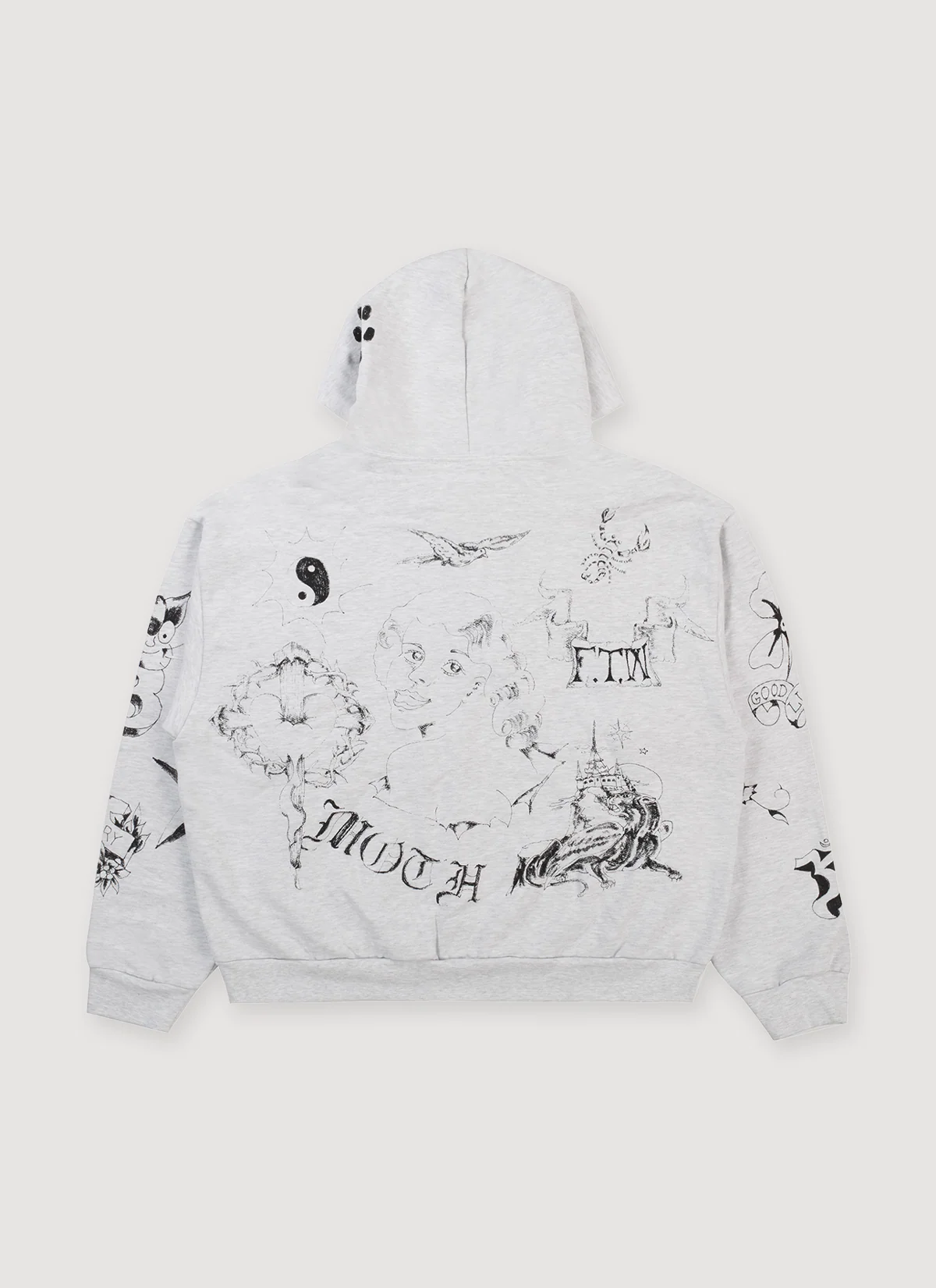 Basketcase Gallery Sailor Zip Up Sweatshirt Heather Grey - Image 2