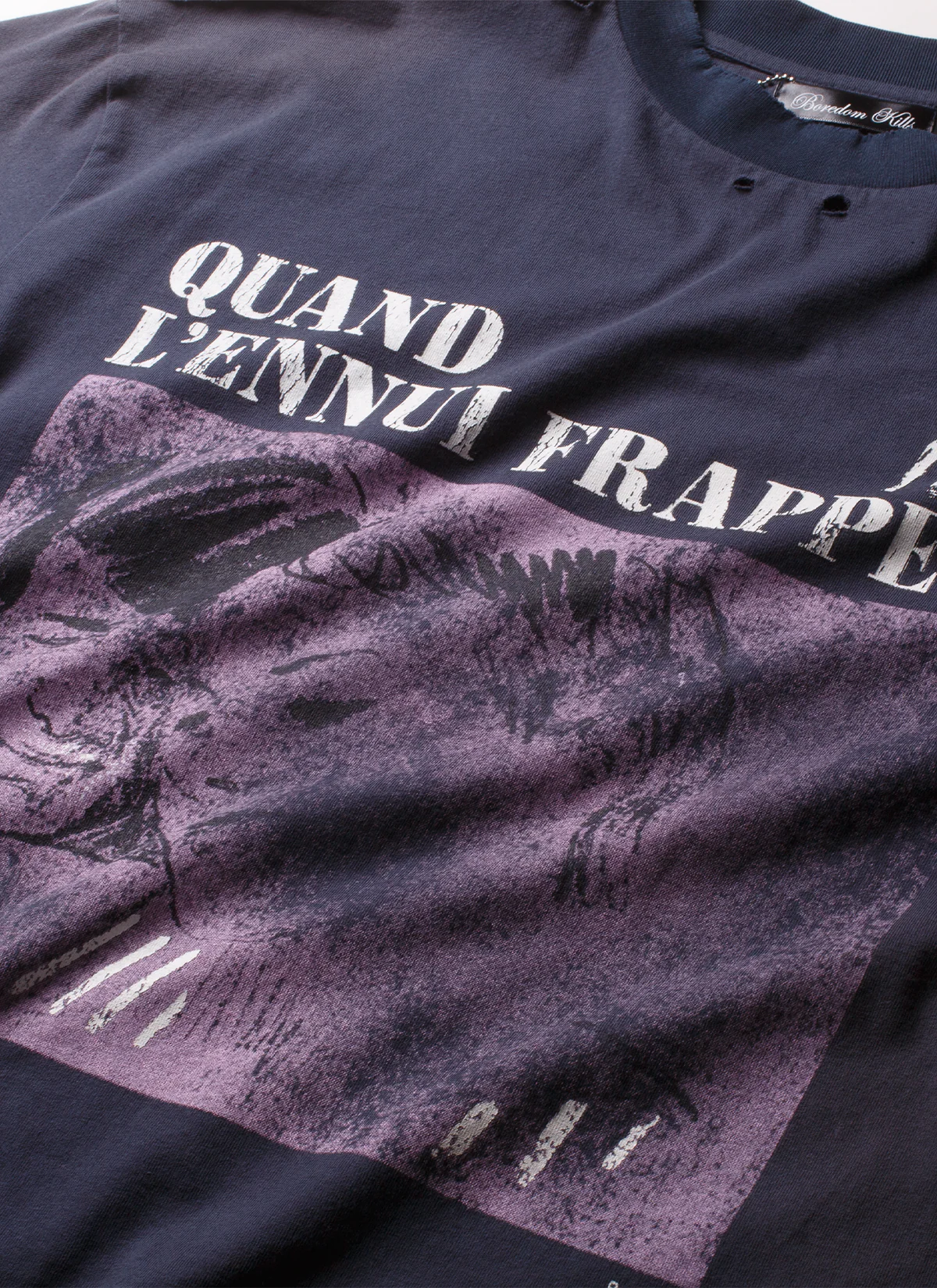Boredom Kills French Tee Navy - Image 3