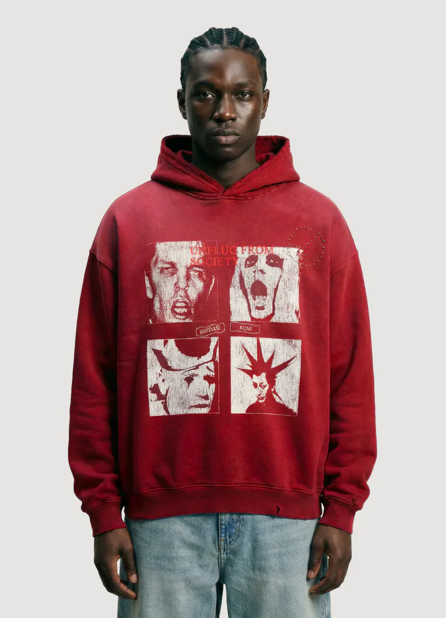 Boredom Kills Unplug Sweatshirt Red - Image 4