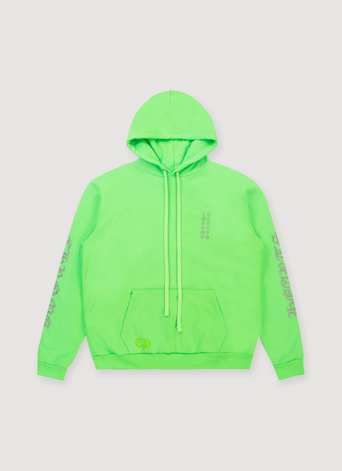 Chrome Hearts Glitter Vertical Logo Miami Ultra Week Sweatshirt Neon Green