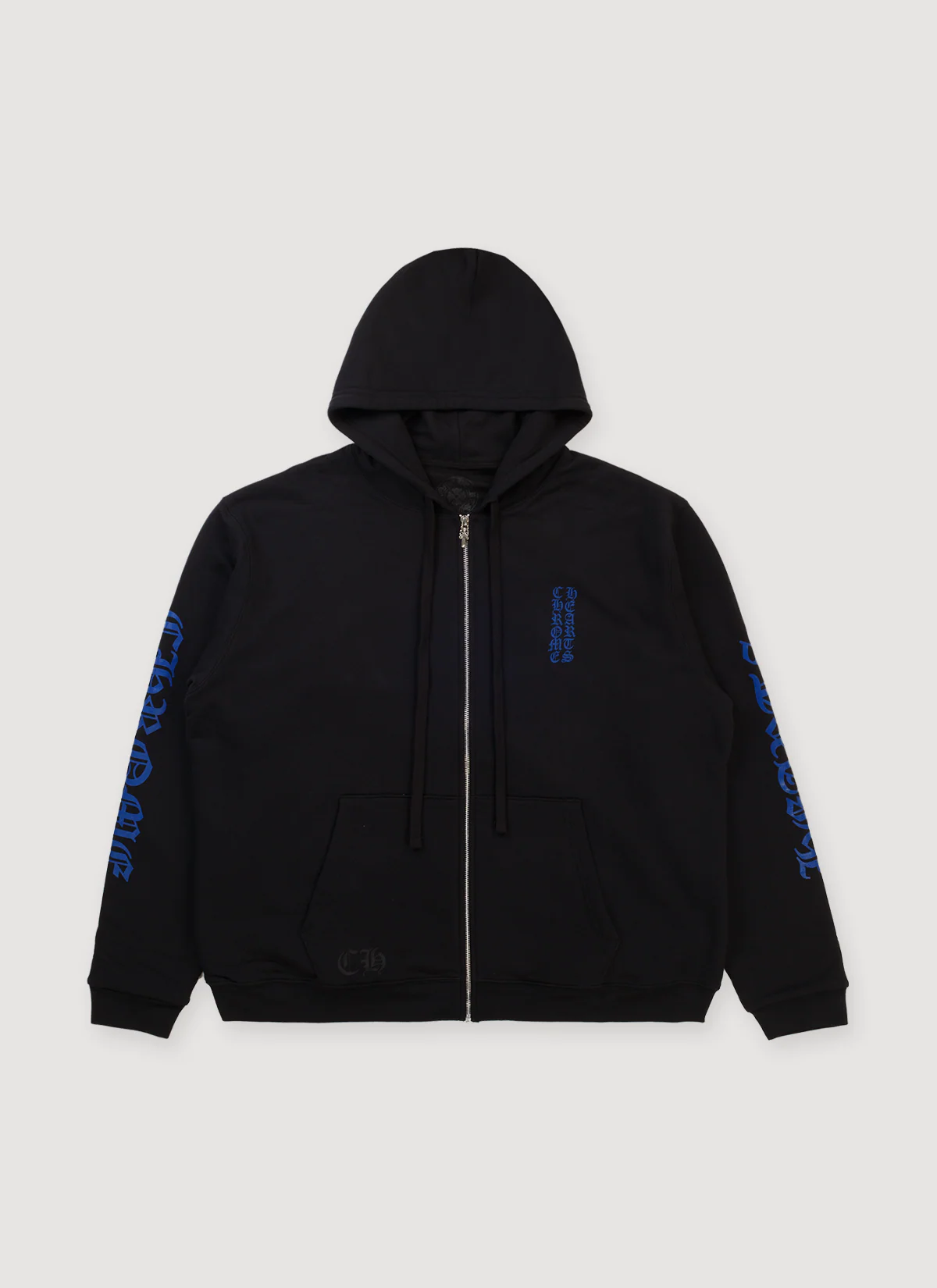 Chrome Hearts Vertical Logo Zip Up Sweatshirt Black Blue
