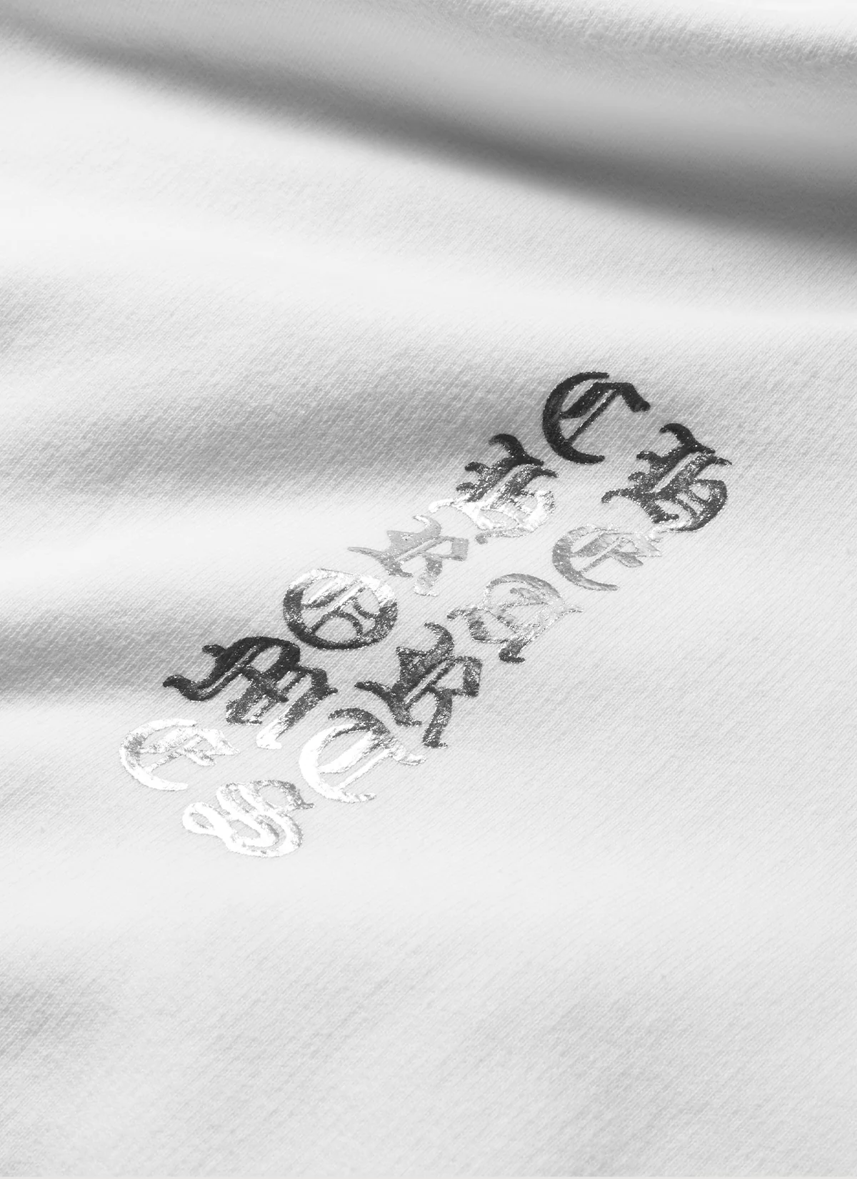 Chrome Hearts Silver Metallic Vertical Logo Sweatshirt White - Image 3