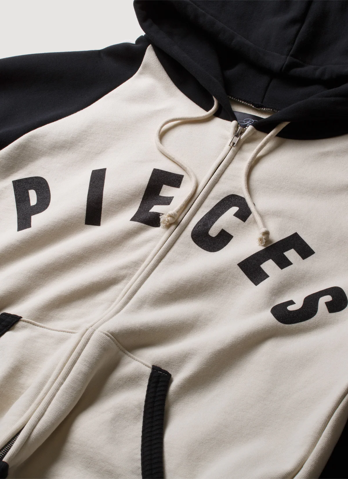 Pieces City of Angels Raglan Zip Up Sweatshirt Cream Black - Image 3