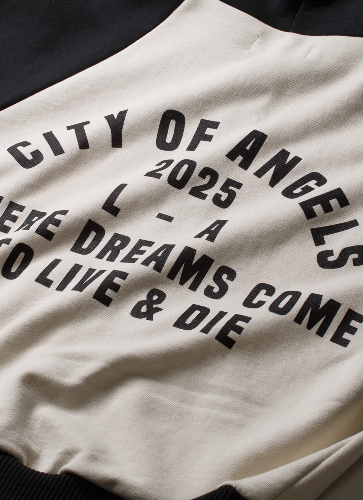 Pieces City of Angels Raglan Zip Up Sweatshirt Cream Black - Image 4