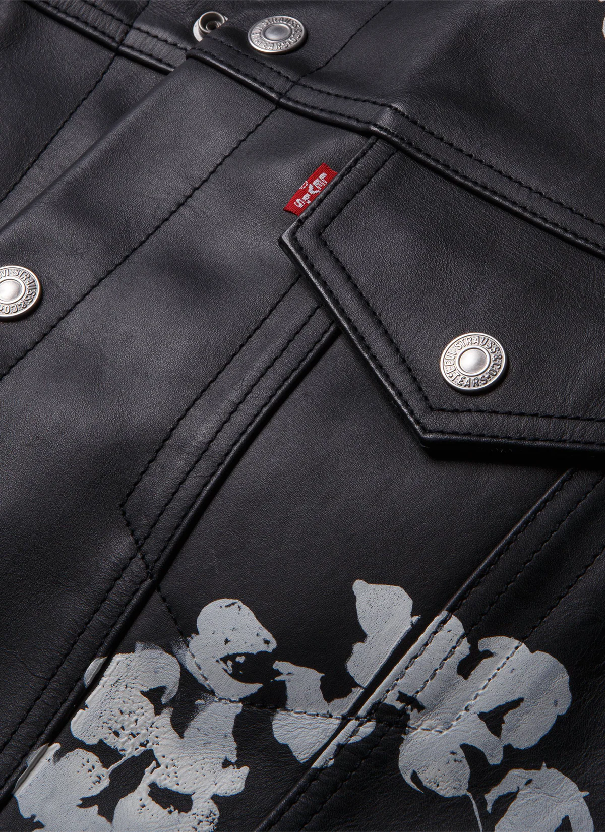 Denim Tears Leather Cotton Wreath Type-3 Jacket Black - Image 3