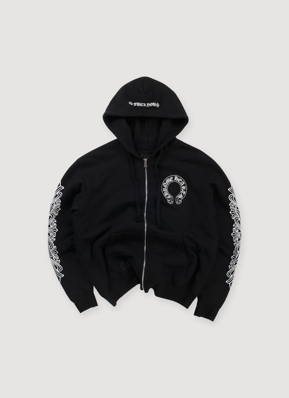 Chrome Hearts Fuck You Horseshoe Thermal Zip Up Sweatshirt Black (Pre-Owned)