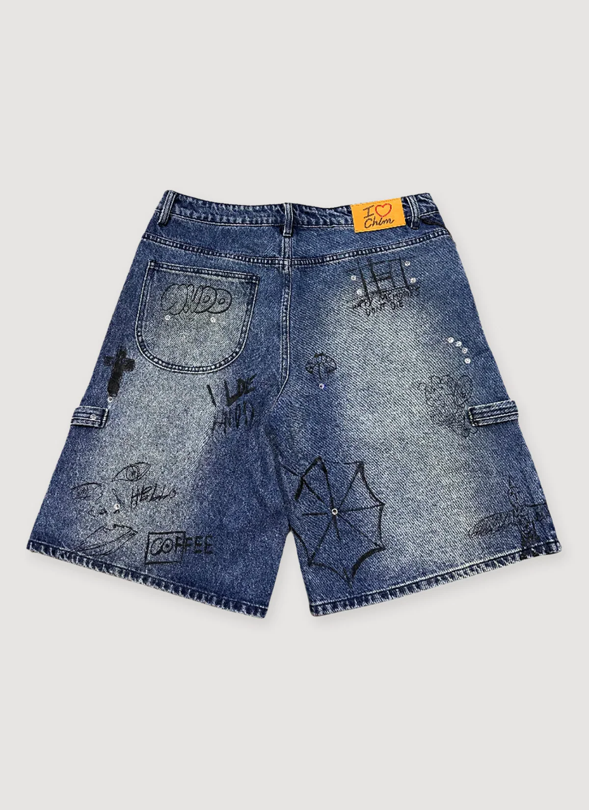 HMDD Graffiti Shorts Indigo - Image 2