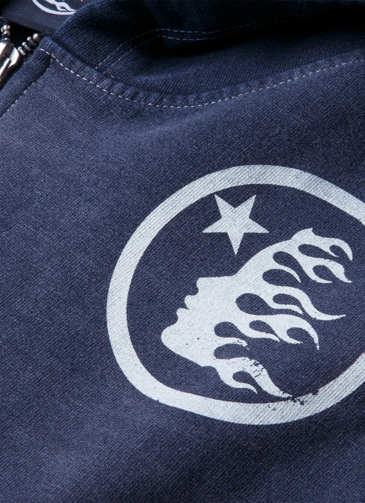 Hellstar Logo Zip Up Sweatshirt Vintage Navy - Image 3