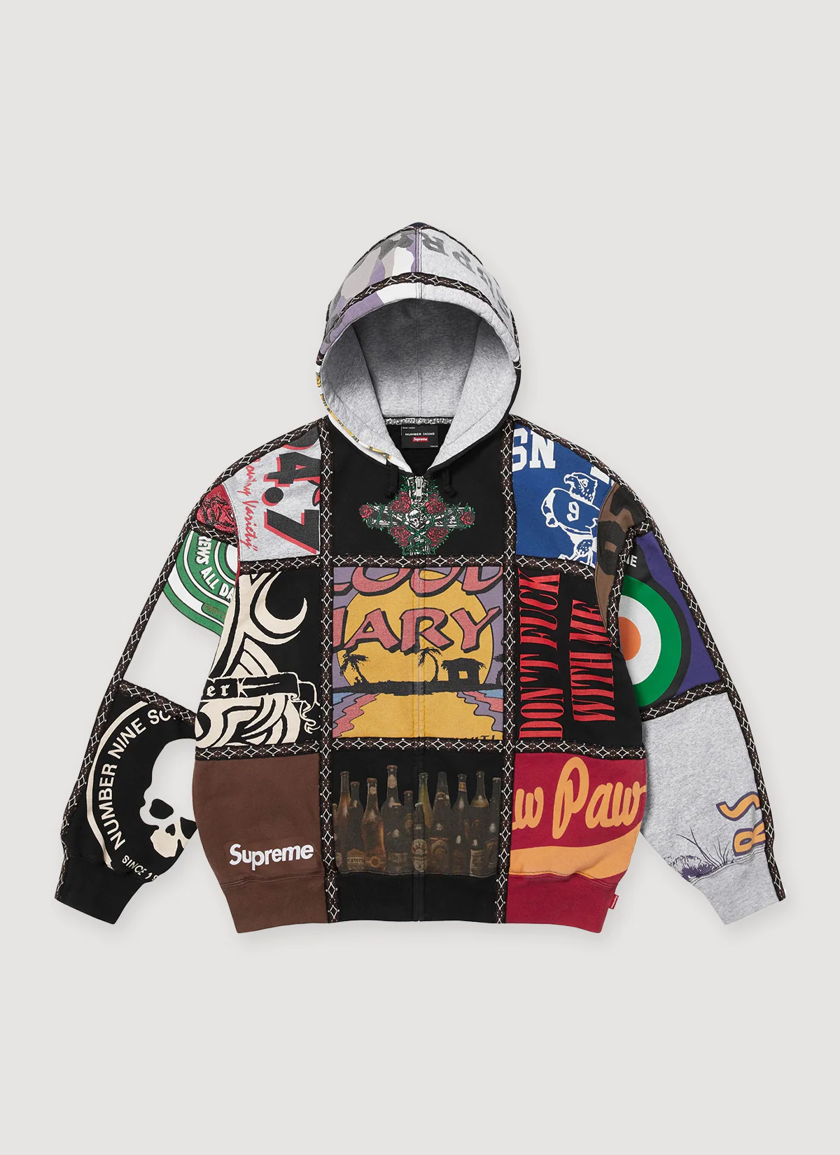 Supreme Number (N)ine Patch Zip Up Sweatshirt Multicolored