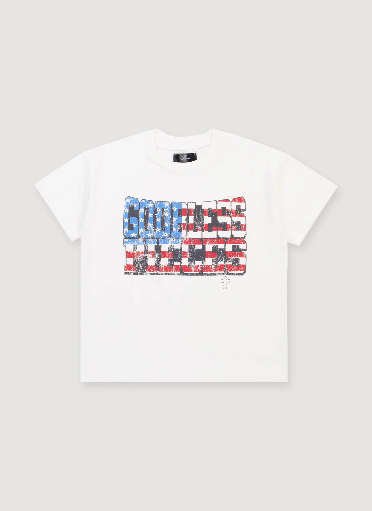 Pieces GBP Rhinestone Tee Off White