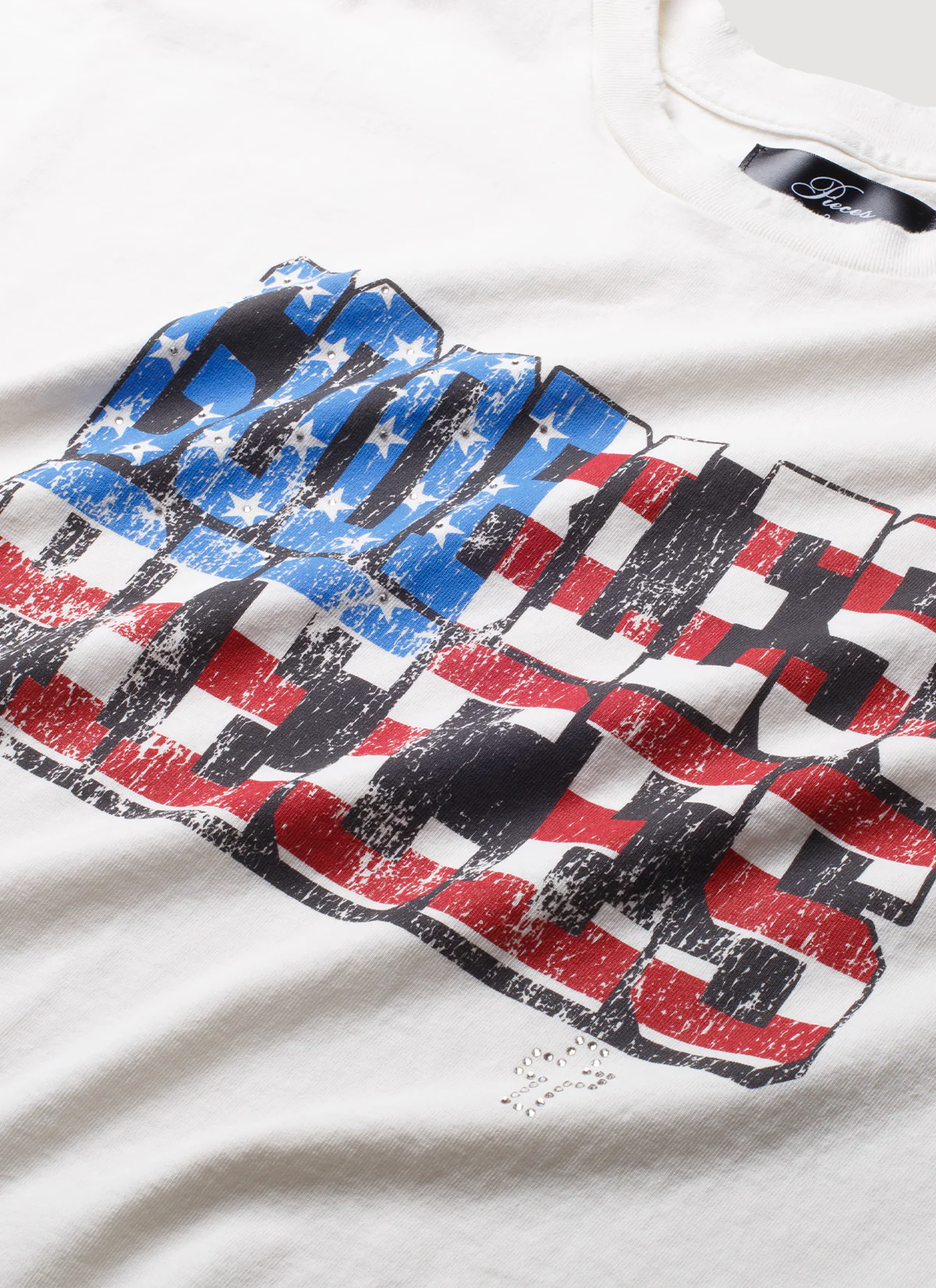 Pieces GBP Rhinestone Tee Off White - Image 3