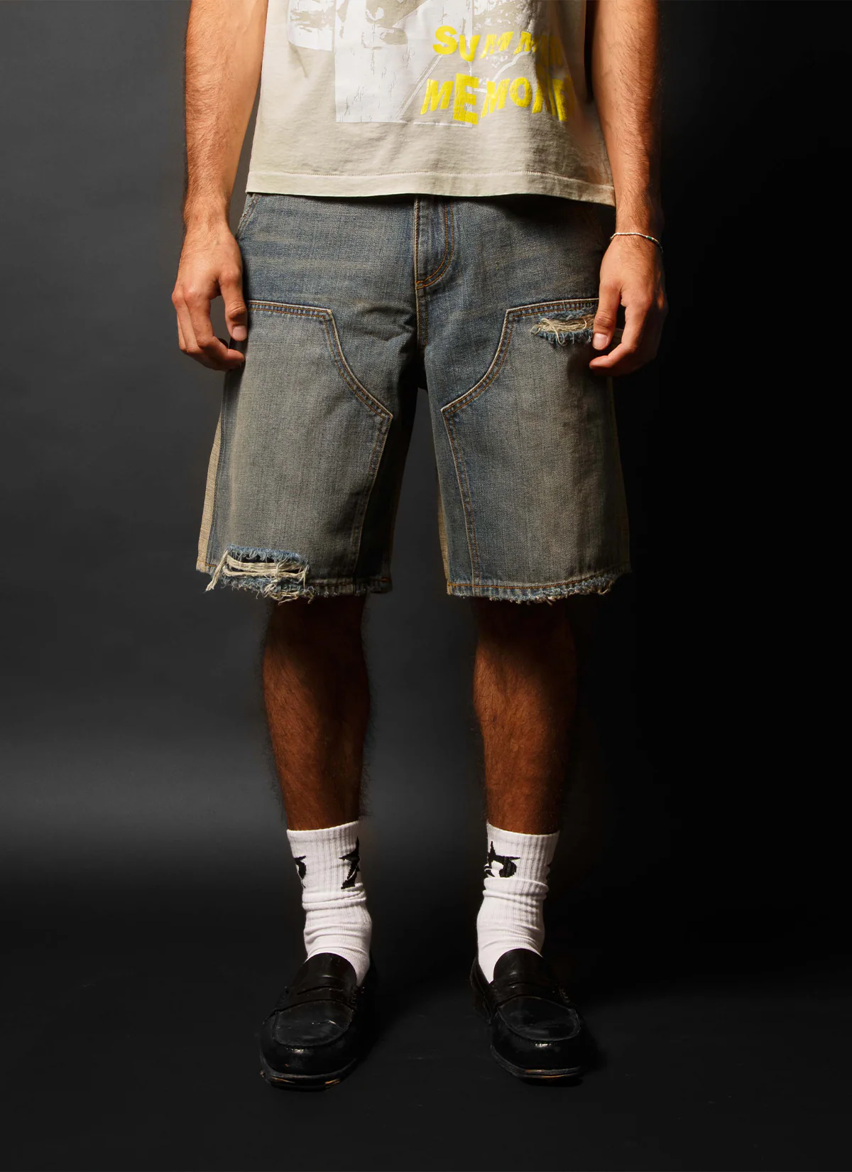 Pieces Harvey Split Carpenter Denim Shorts - Image 5