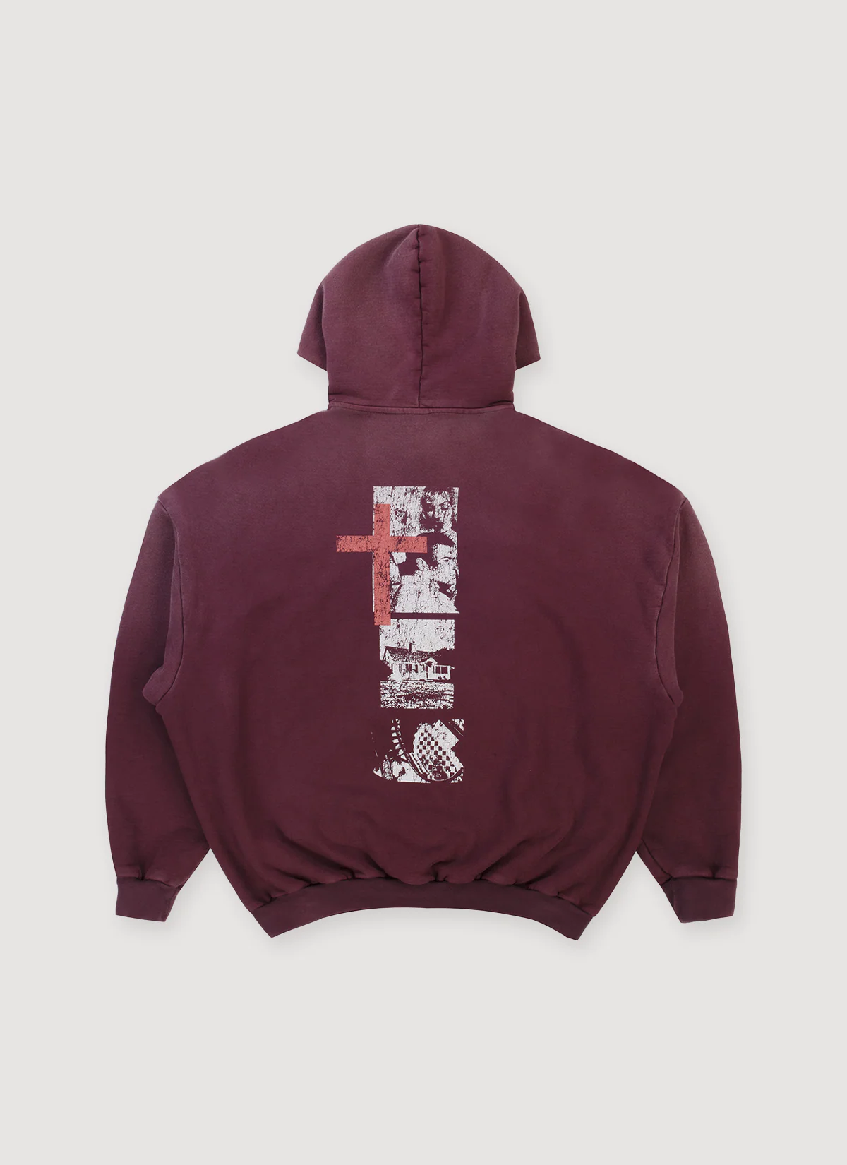 Pieces Inhumane Half Zip Sweatshirt Vintage Maroon - Image 2