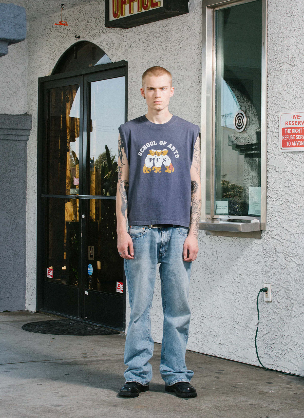 Pieces Mascot Sleeveless Shirt Vintage Navy - Image 4