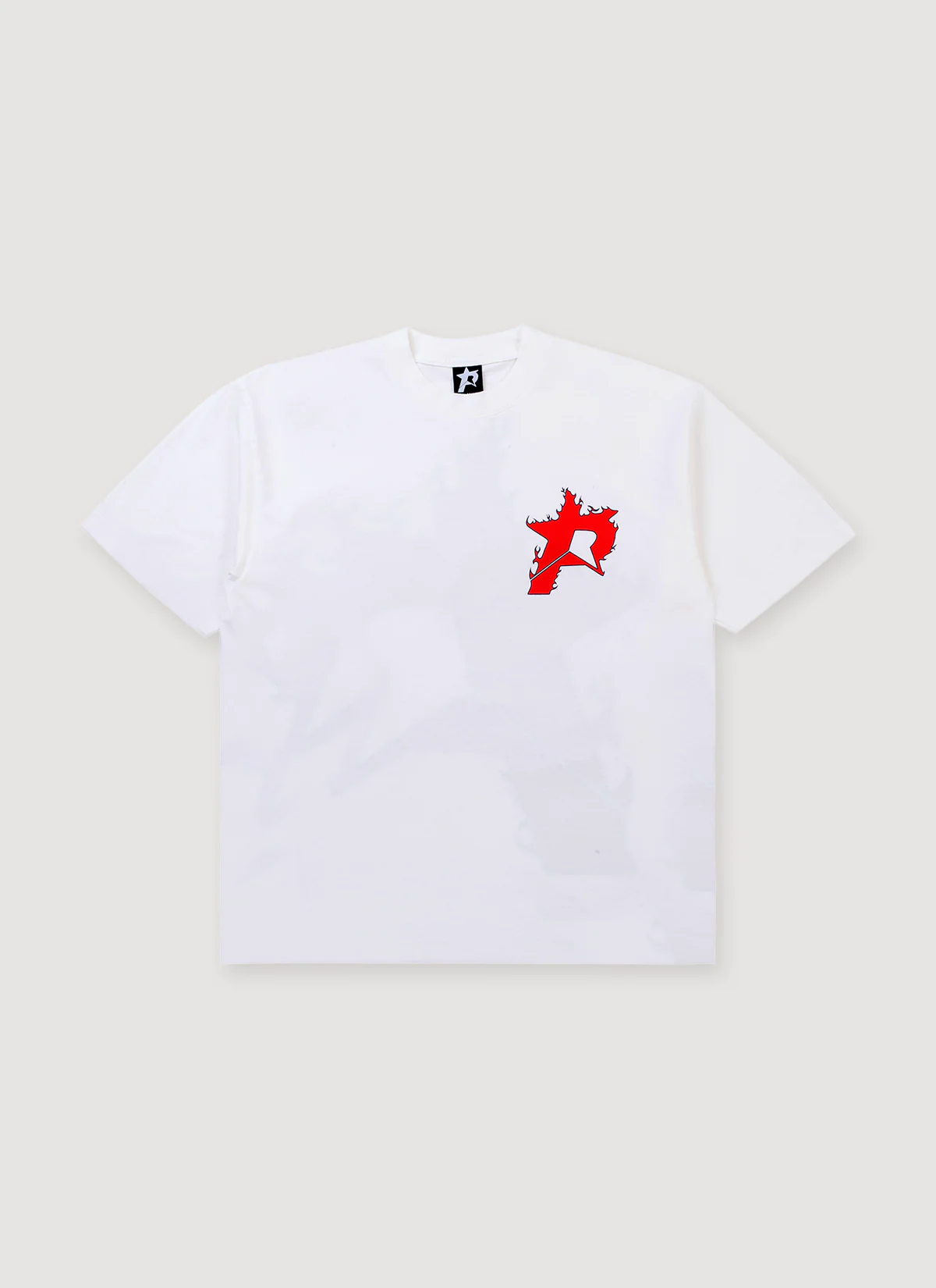 Pieces P Star Flame Tee Off White Scarlet - Image 2