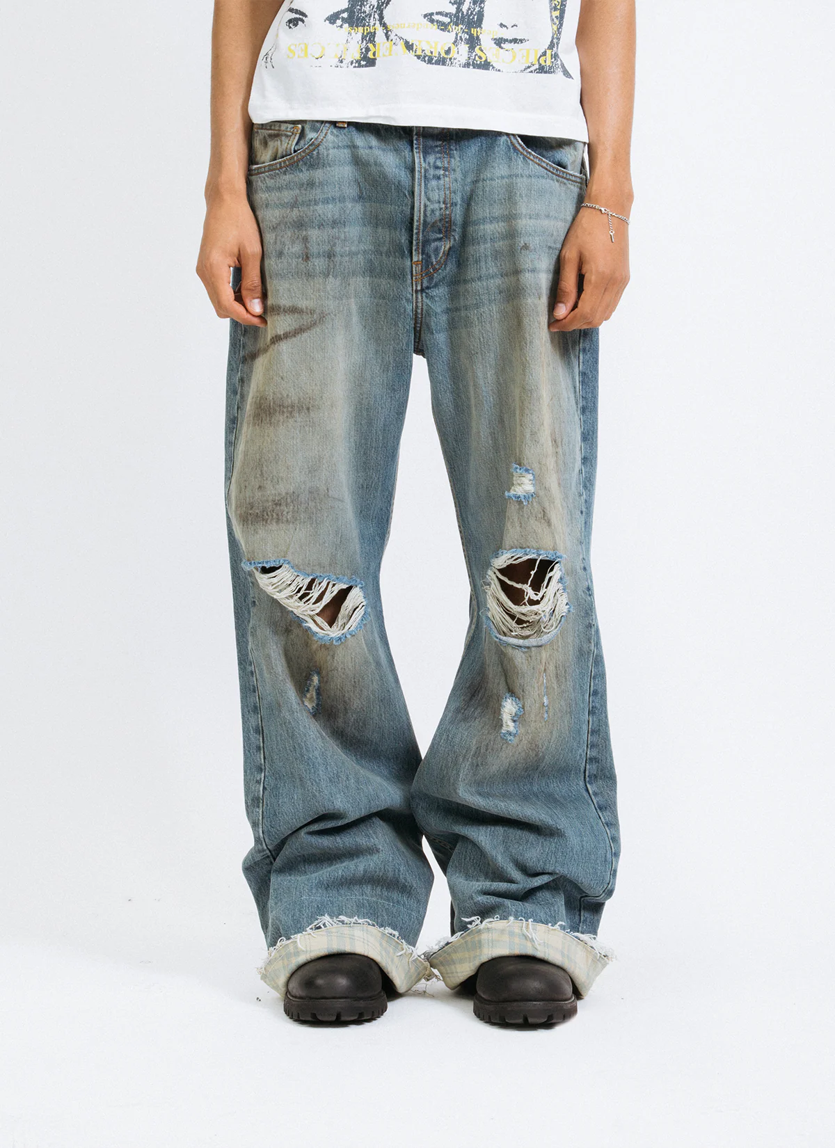 Pieces Thrashed Denim Dirty Indigo - Image 3