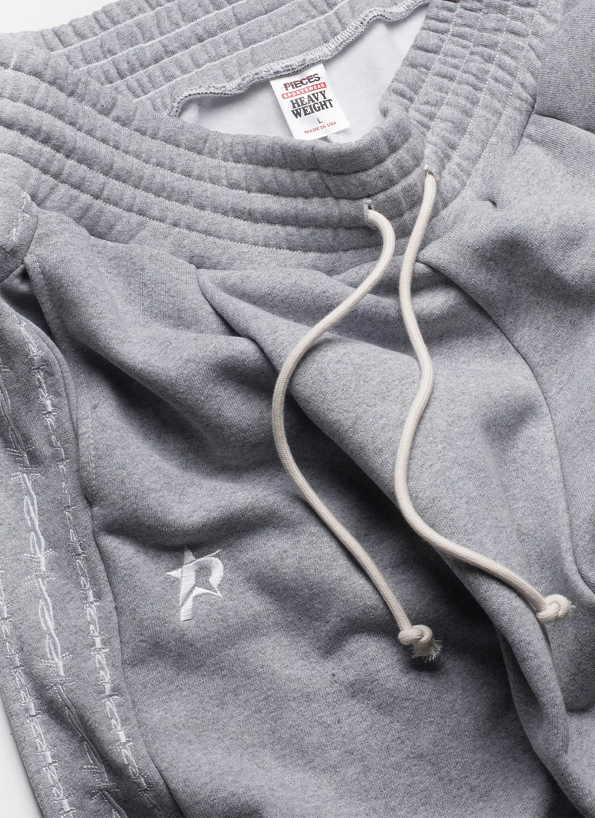 Pieces Wired Pleated Sweatpants Heather Grey - Image 3