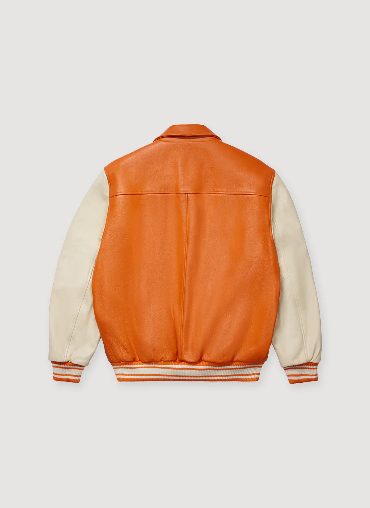 Sp5der Worldwide Leather Varsity Jacket Orange - Image 2