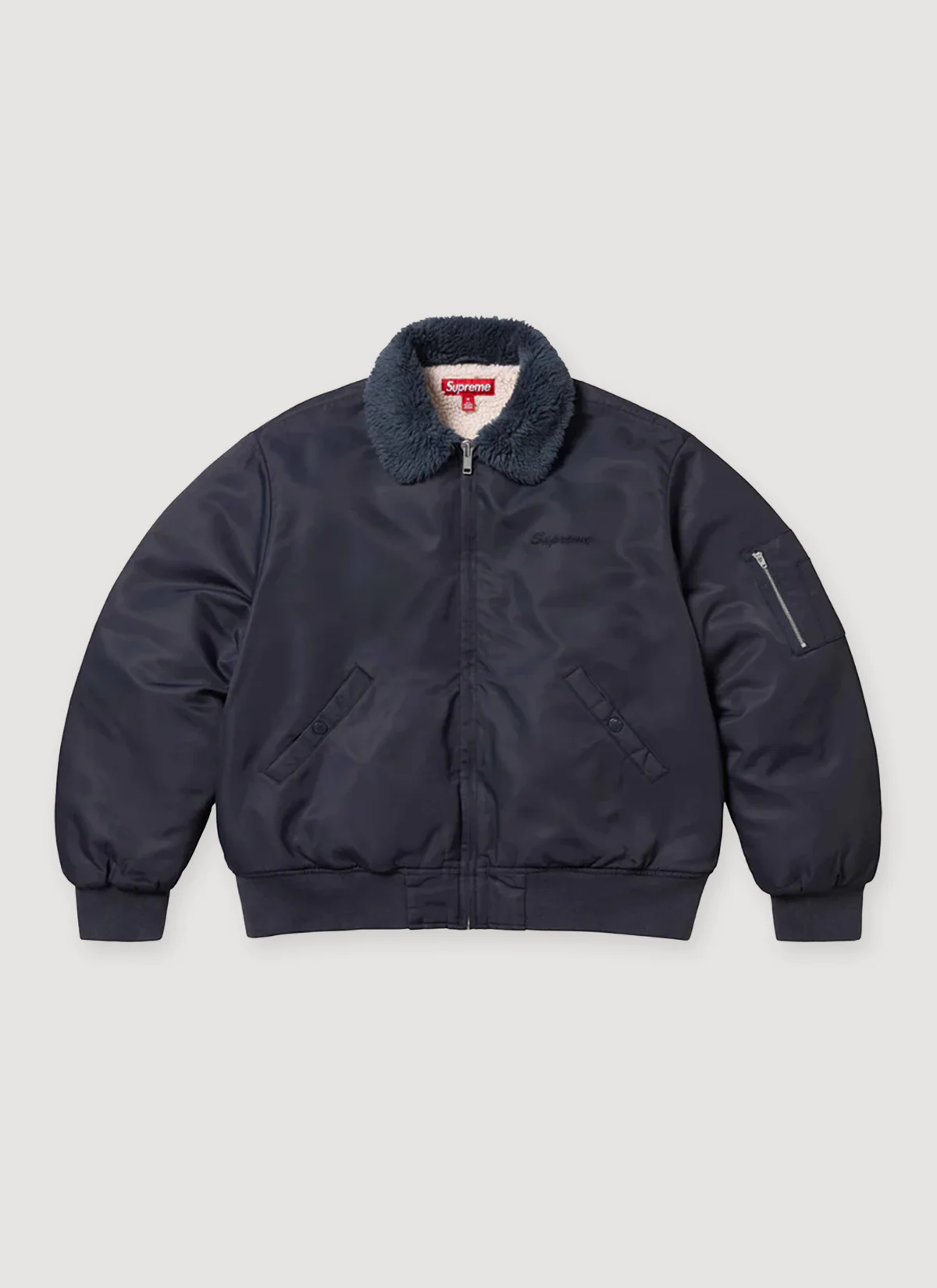 Supreme AOI Nylon Bomber Jacket Navy - Image 2