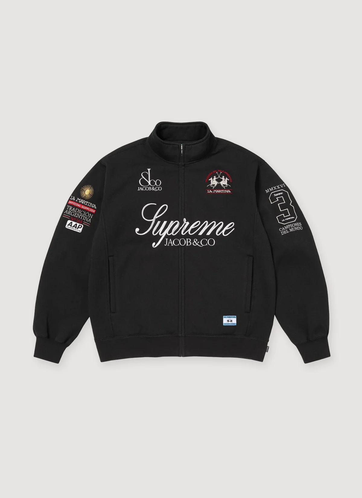 Supreme  La Martina Jacob & Co Zip Up Sweatshirt Black