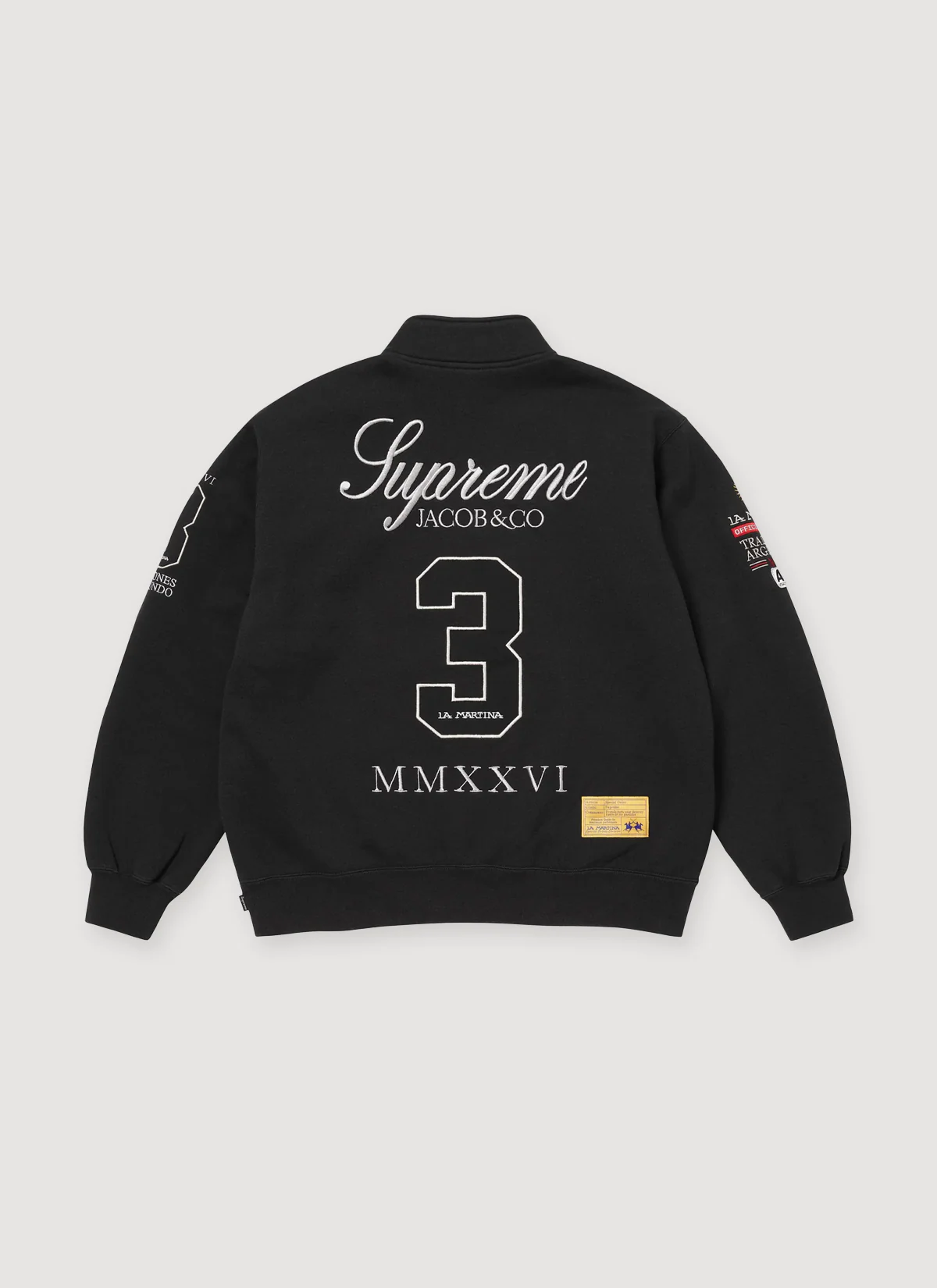 Supreme  La Martina Jacob & Co Zip Up Sweatshirt Black - Image 2
