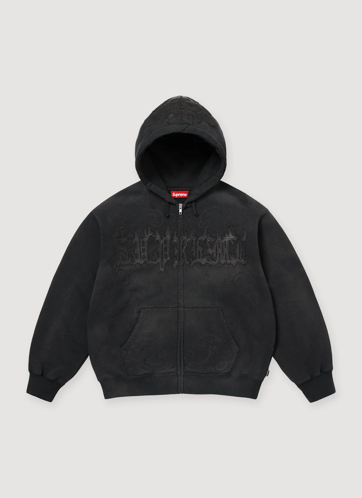 Supreme Leather Appliqué Zip Up Sweatshirt - Image 3