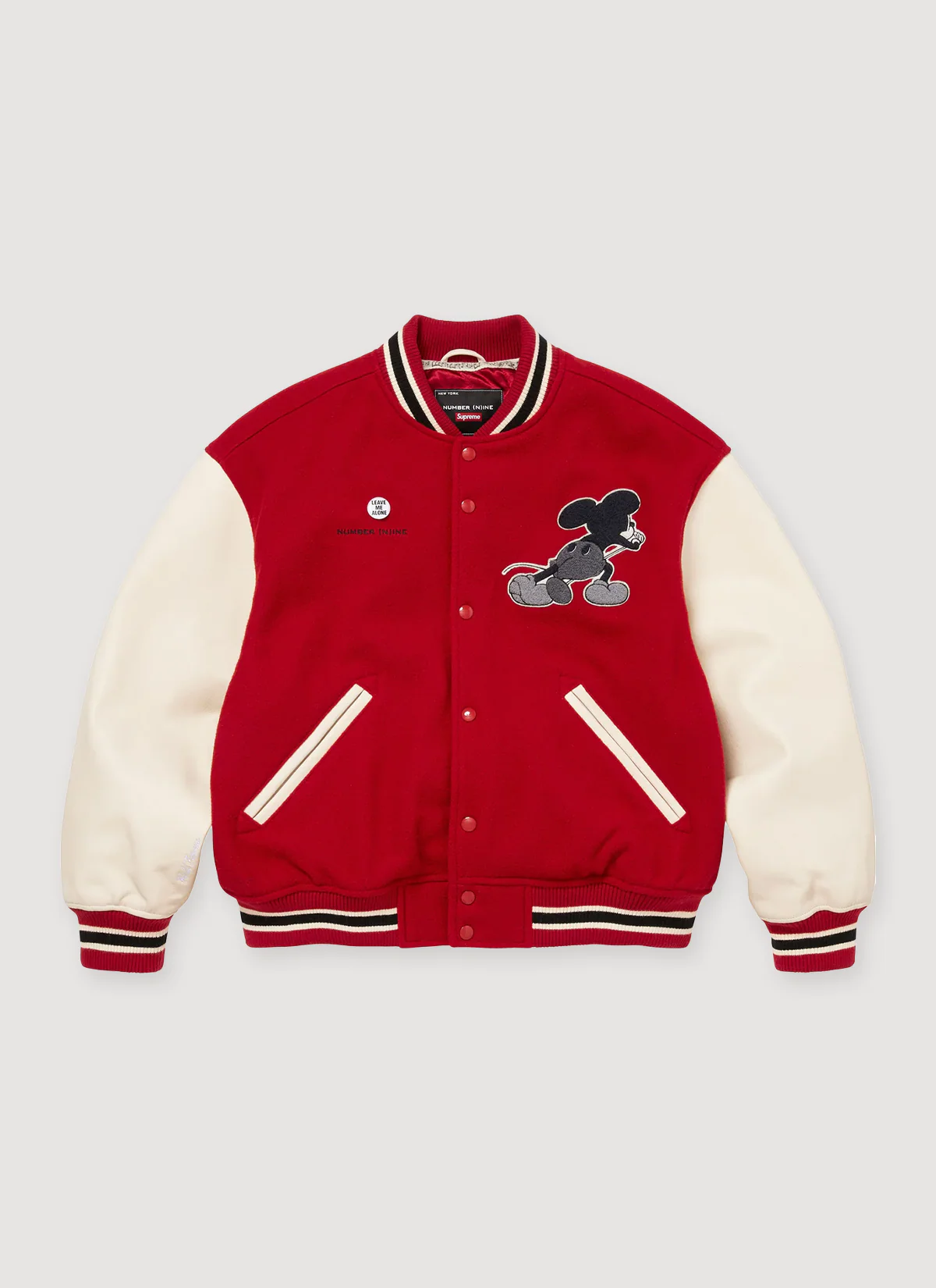Supreme Number (N)ine Mickey Mouse Varsity Jacket Red