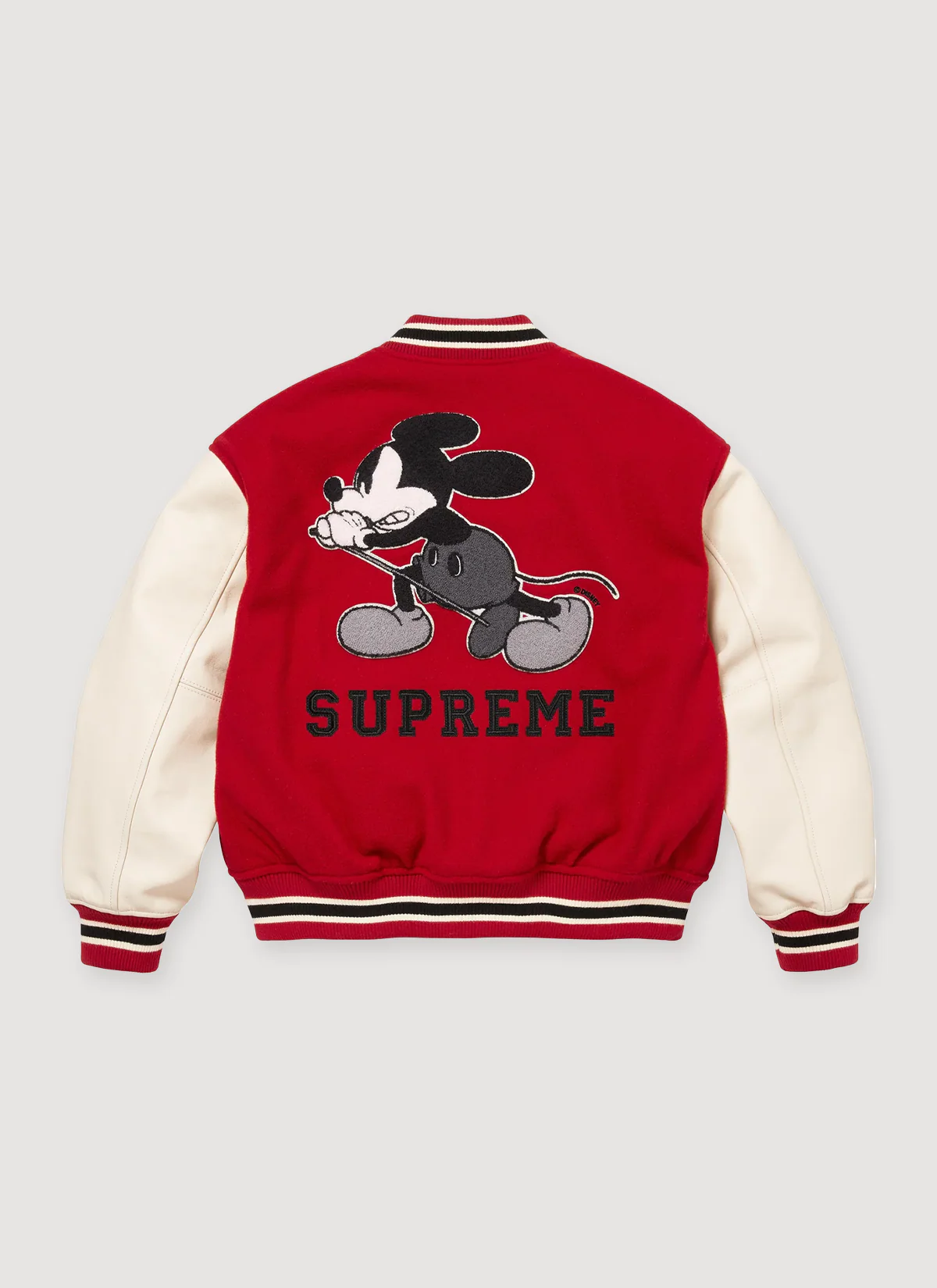 Supreme Number (N)ine Mickey Mouse Varsity Jacket Red - Image 2