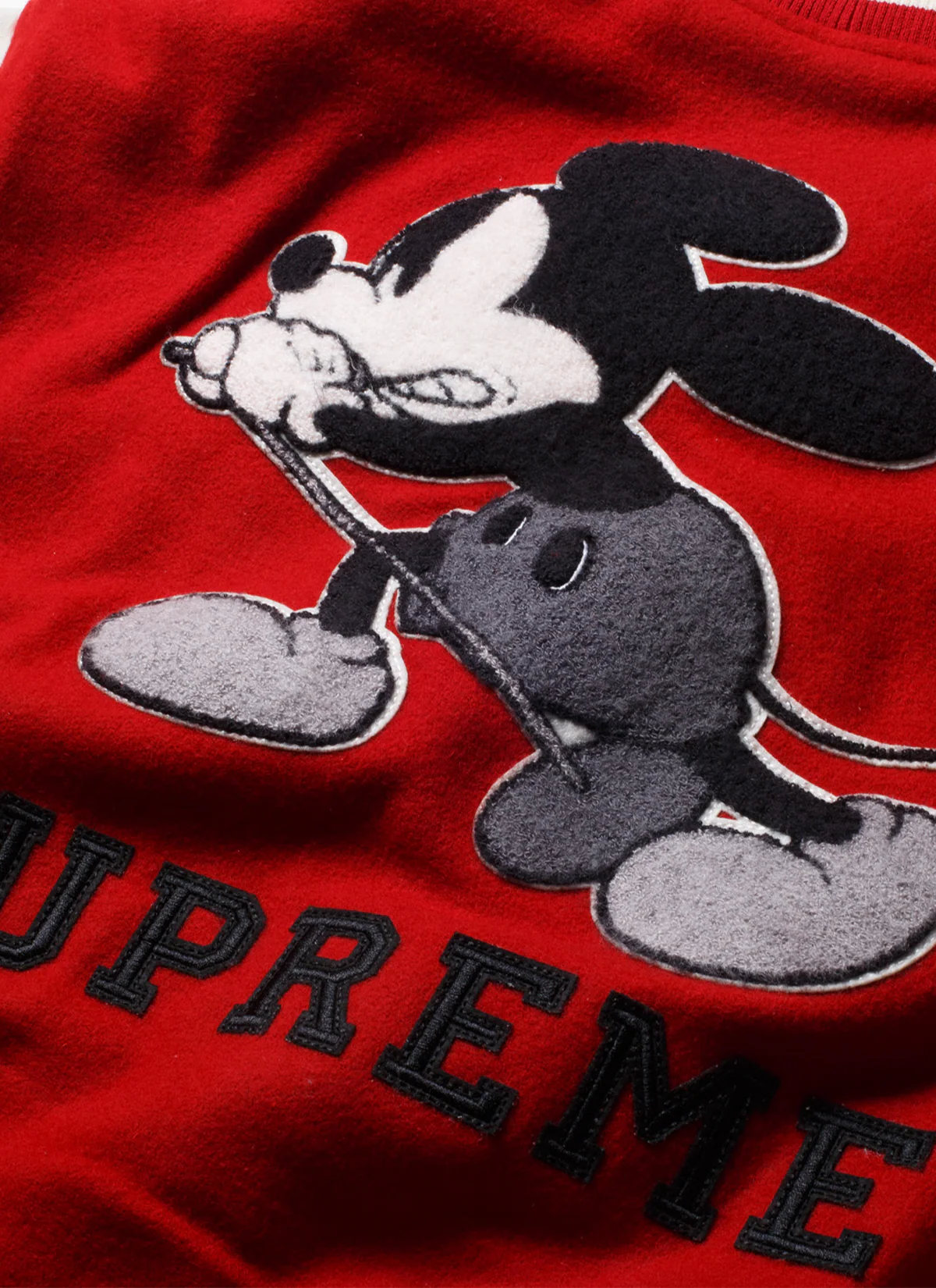 Supreme Number (N)ine Mickey Mouse Varsity Jacket Red - Image 4