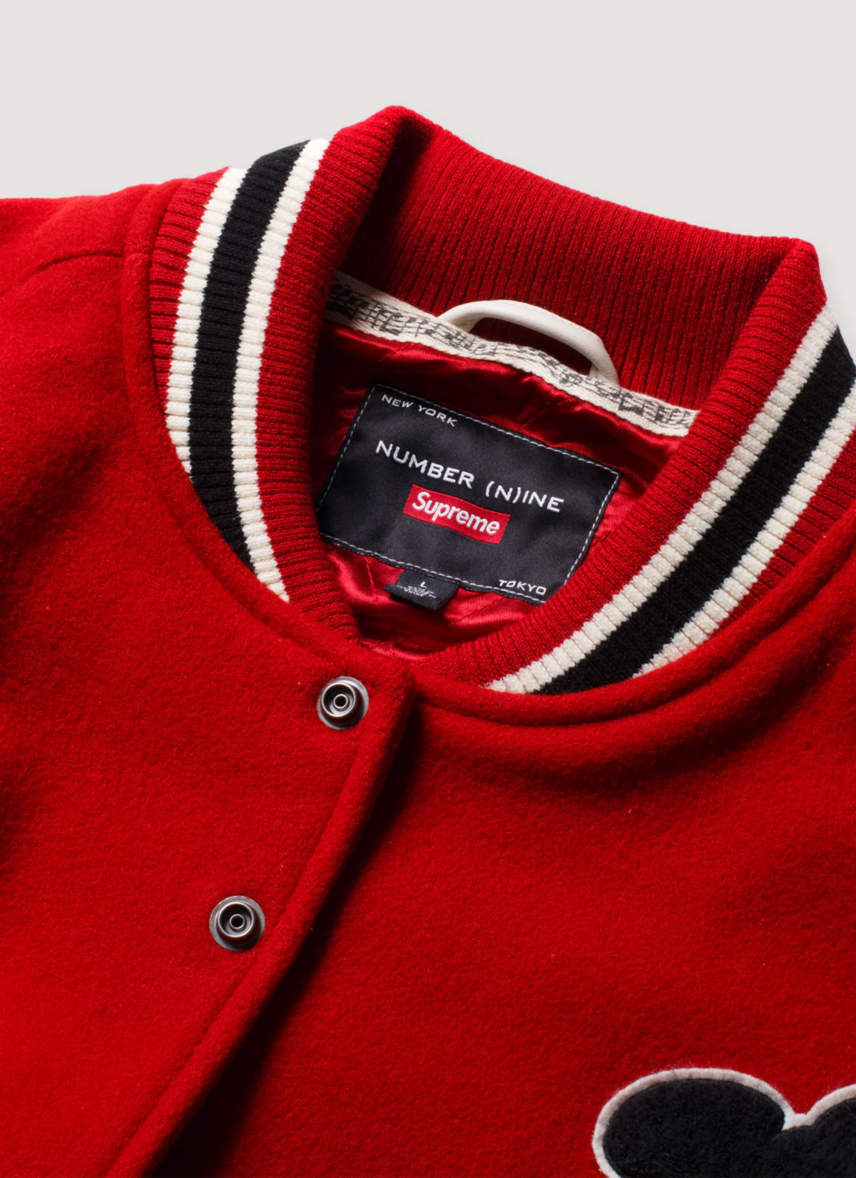 Supreme Number (N)ine Mickey Mouse Varsity Jacket Red - Image 7