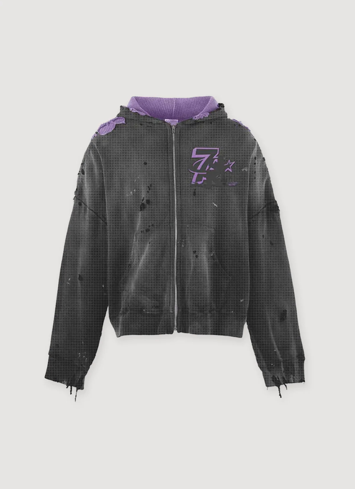 Triple Sevens Trap Reversible Zip Up Sweatshirt Purple Black - Image 3