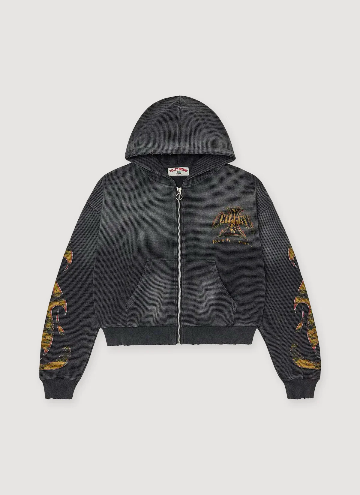 Vale Forever Reborn Waffle Zip Up Sweatshirt Black